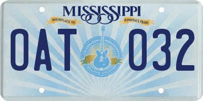 MS license plate OAT032