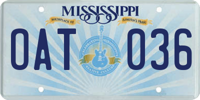 MS license plate OAT036