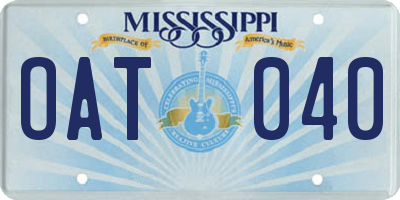 MS license plate OAT040