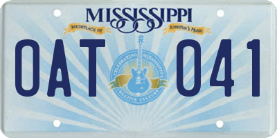 MS license plate OAT041