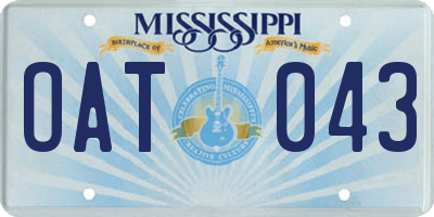MS license plate OAT043