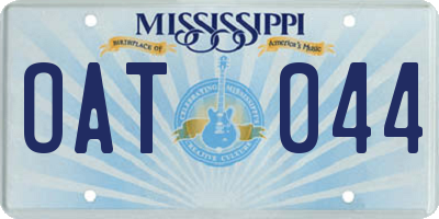 MS license plate OAT044