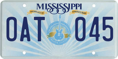 MS license plate OAT045