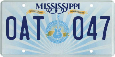 MS license plate OAT047