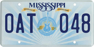 MS license plate OAT048