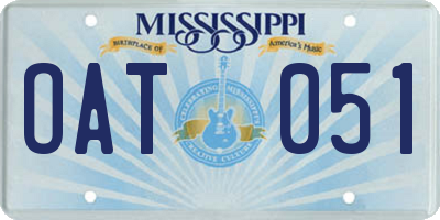MS license plate OAT051