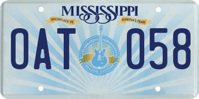 MS license plate OAT058