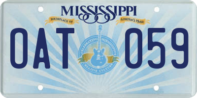 MS license plate OAT059