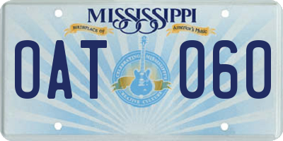 MS license plate OAT060