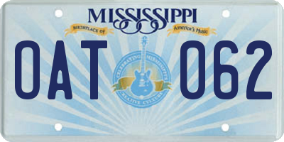 MS license plate OAT062