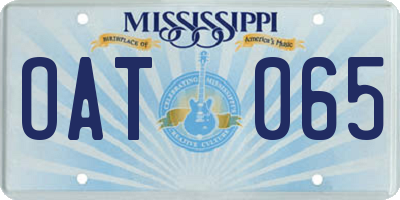 MS license plate OAT065