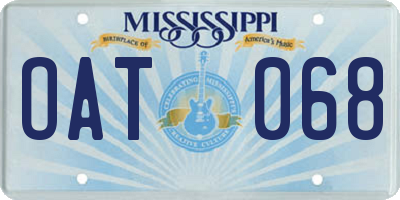 MS license plate OAT068