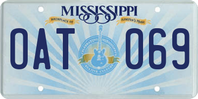 MS license plate OAT069