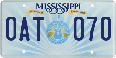 MS license plate OAT070