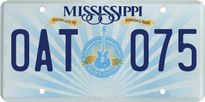 MS license plate OAT075
