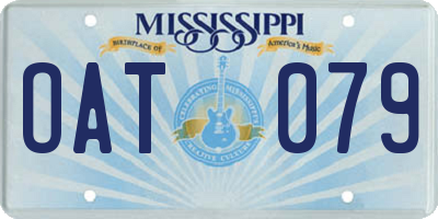 MS license plate OAT079