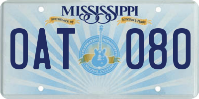 MS license plate OAT080