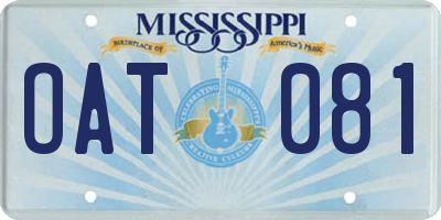 MS license plate OAT081