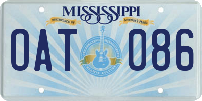 MS license plate OAT086