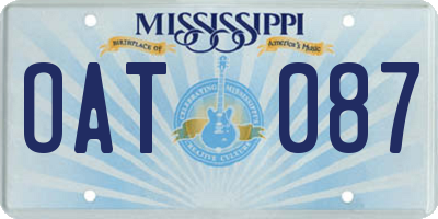 MS license plate OAT087