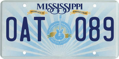 MS license plate OAT089