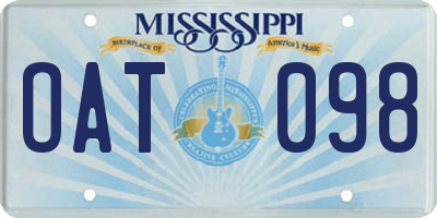 MS license plate OAT098