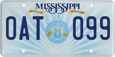 MS license plate OAT099