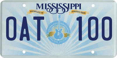 MS license plate OAT100