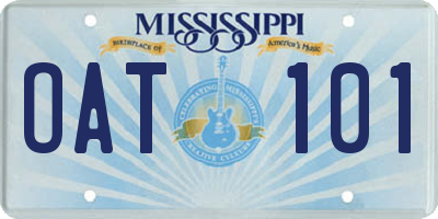 MS license plate OAT101