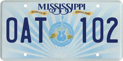 MS license plate OAT102