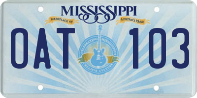 MS license plate OAT103