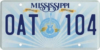 MS license plate OAT104