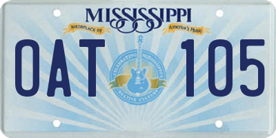 MS license plate OAT105