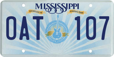 MS license plate OAT107