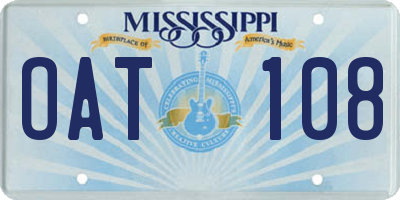 MS license plate OAT108