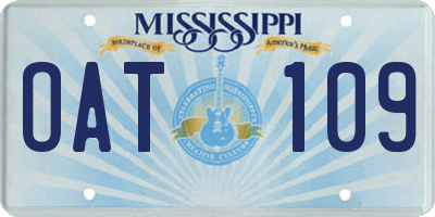 MS license plate OAT109
