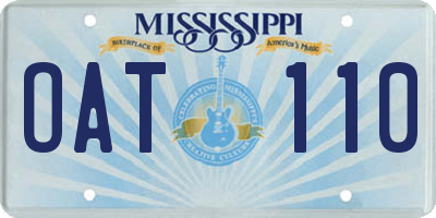 MS license plate OAT110