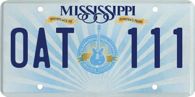 MS license plate OAT111