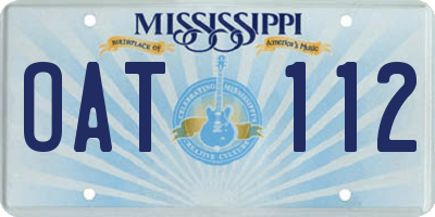 MS license plate OAT112