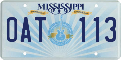 MS license plate OAT113