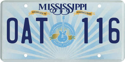 MS license plate OAT116