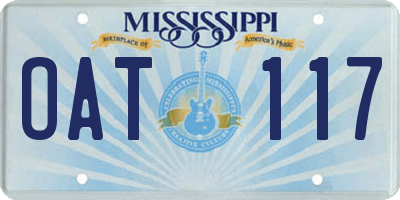 MS license plate OAT117