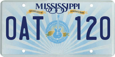 MS license plate OAT120