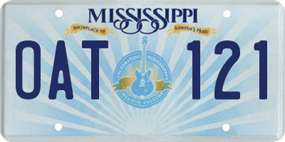 MS license plate OAT121
