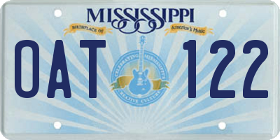 MS license plate OAT122