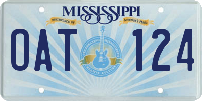 MS license plate OAT124