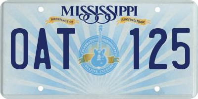 MS license plate OAT125