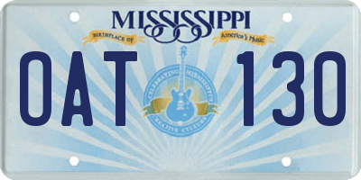MS license plate OAT130