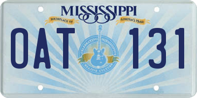 MS license plate OAT131