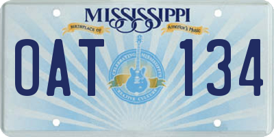 MS license plate OAT134